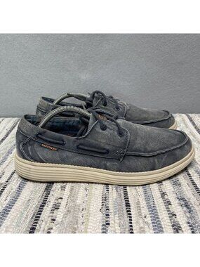Skechers Relaxed Fit Status-Melec Navy Off-White Mens Shoes Size 10.5